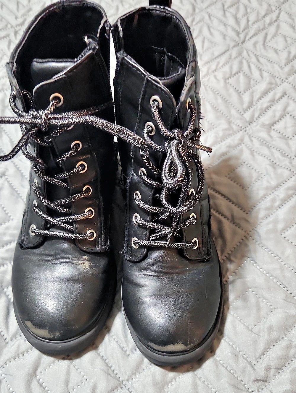 Girls US 1.5 Black Combat Boots